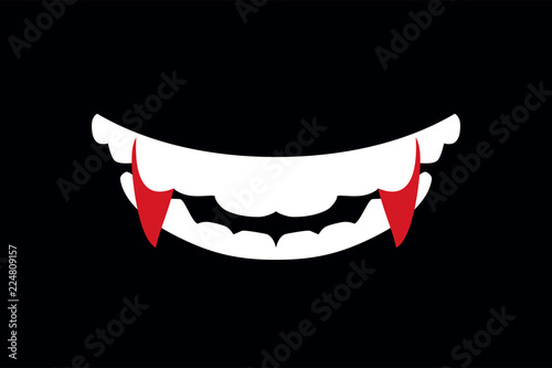Vampire mouth with fangs illustration of Halloween