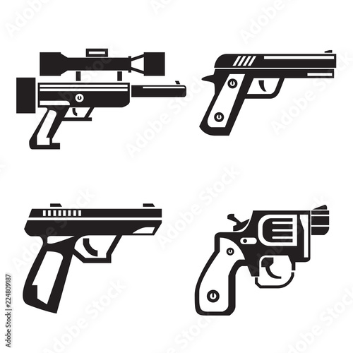 gun icons set