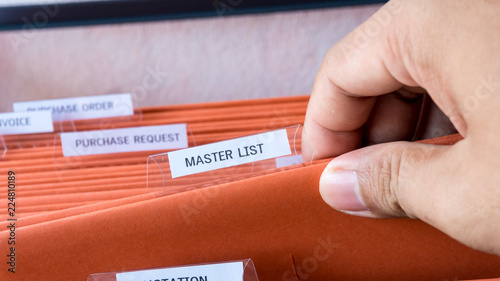 фотографія Business file of master list document record
