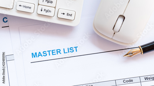 Tableau sur toile Business file of master list document record