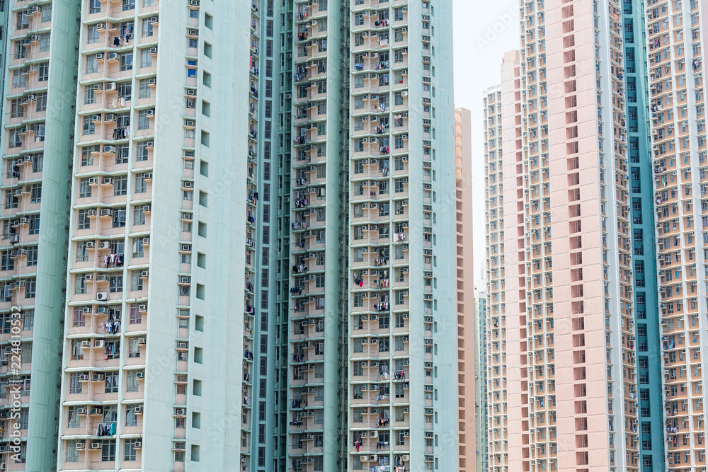 Apartment building facade in Hong Kong