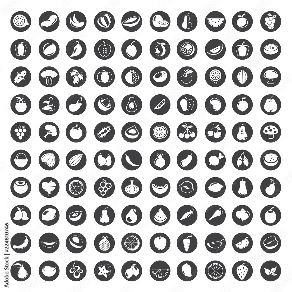 fruit icons set