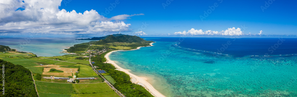Top view of Tropical lagoon of Ishigaki island