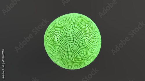 Green sphere on the black surface