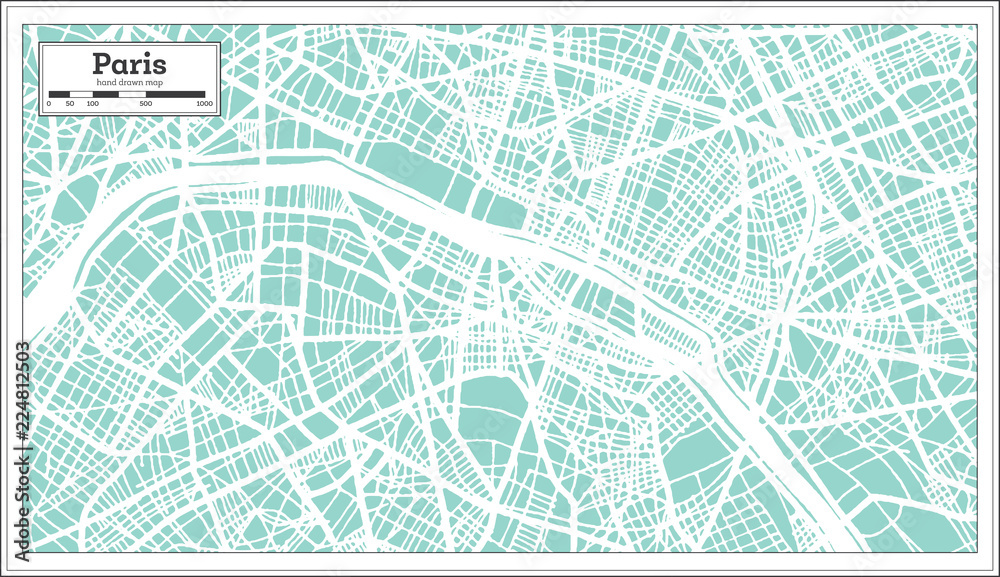 Paris France City Map in Retro Style. Outline Map. Stock Vector | Adobe ...