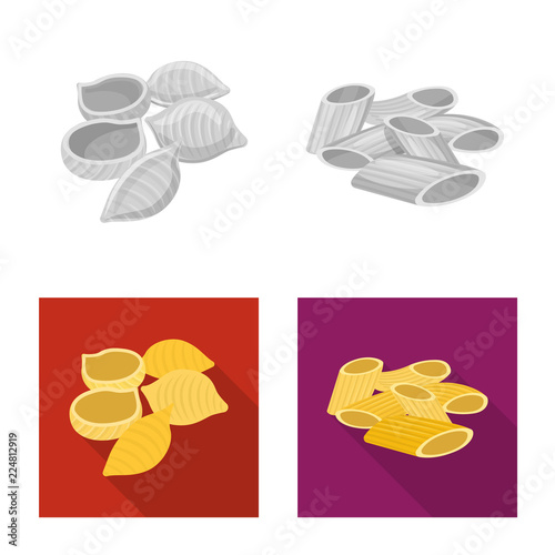 Vector illustration of pasta and carbohydrate symbol. Collection of pasta and macaroni stock symbol for web.