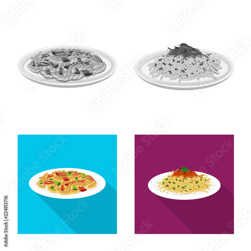Isolated object of pasta and carbohydrate logo. Set of pasta and macaroni vector icon for stock.