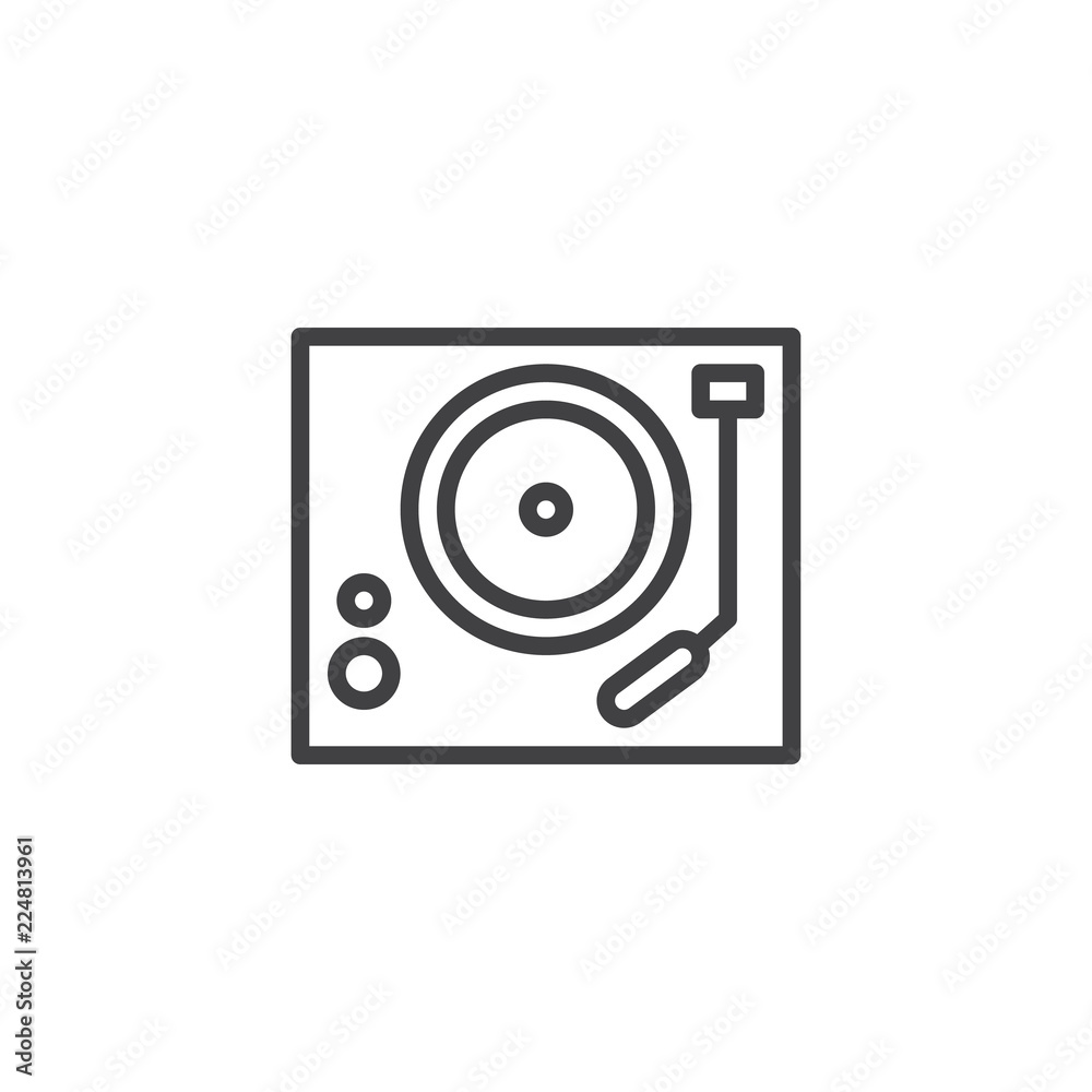 Vinyl record player outline icon. linear style sign for mobile concept and web design. Dj vinyl turntable simple line vector icon. Symbol, logo illustration. Pixel perfect vector graphics Vinyl record player outline icon. linear style sign for mobile concept and web design. Dj vinyl turntable simple line vector icon. Symbol, logo illustration. Pixel perfect vector graphics