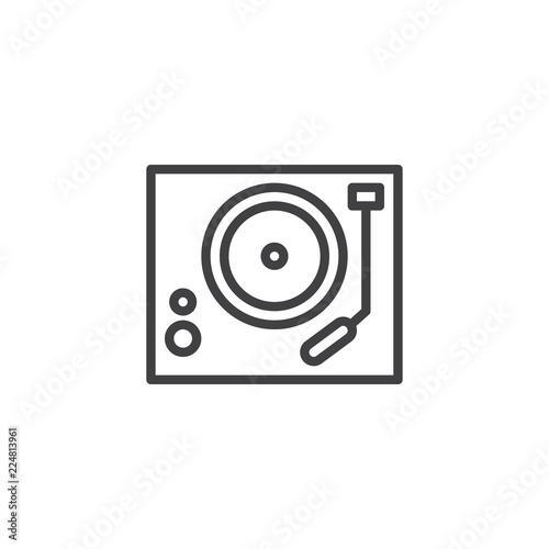 Vinyl record player outline icon. linear style sign for mobile concept and web design. Dj vinyl turntable simple line vector icon. Symbol, logo illustration. Pixel perfect vector graphics