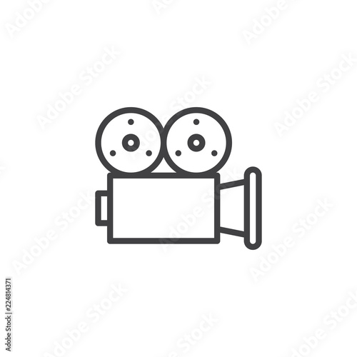Movie camera outline icon. linear style sign for mobile concept and web design. Cinema camera simple line vector icon. Symbol, logo illustration. Pixel perfect vector graphics