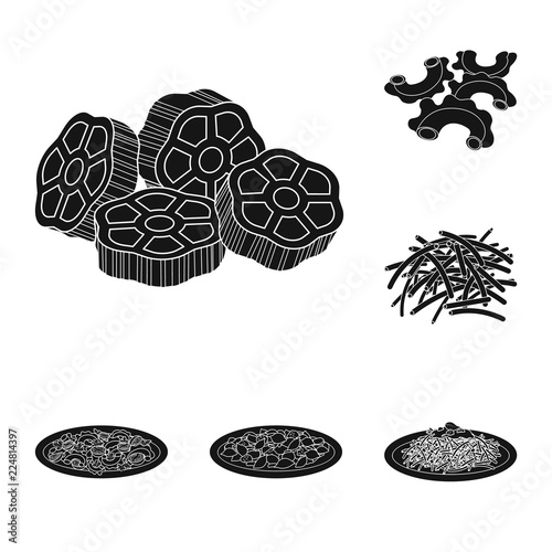 Vector design of pasta and carbohydrate logo. Set of pasta and macaroni stock vector illustration.