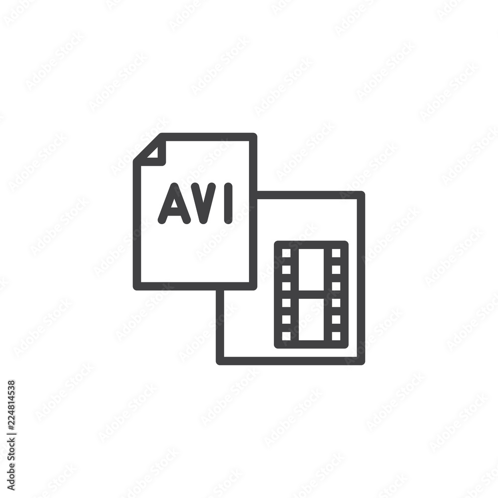 AVI video file format outline icon. linear style sign for mobile concept and web design. video document simple line vector icon. Symbol, logo illustration. Pixel perfect vector graphics AVI video file format outline icon. linear style sign for mobile concept and web design. video document simple line vector icon. Symbol, logo illustration. Pixel perfect vector graphics