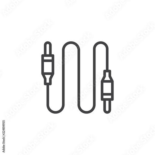 Jack Cable outline icon. linear style sign for mobile concept and web design. Audio cable connector simple line vector icon. Symbol, logo illustration. Pixel perfect vector graphics