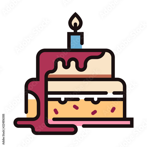 Birthday cake LineColor illustration