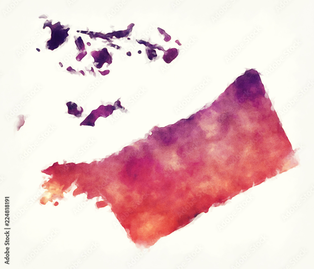 Warwick parish watercolor map of Bermuda in front of a white background Warwick parish watercolor map of Bermuda in front of a white background
