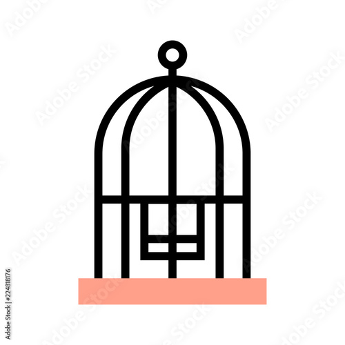 Bird cage FlatOutline illustration