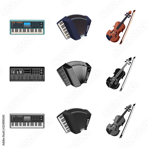 Isolated object of music and tune symbol. Collection of music and tool stock symbol for web.