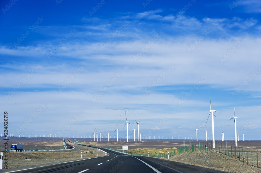 Fototapeta premium wind power generation under the blue sky