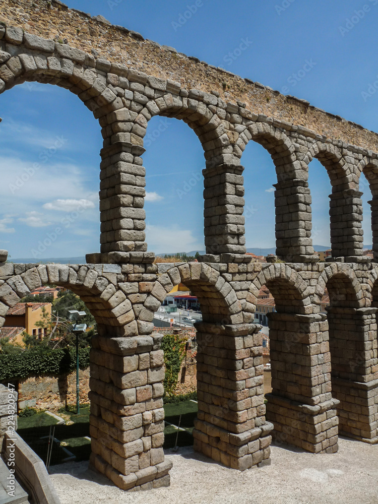 ancient aqueduct in Segovia in Spain, the main attraction of the city