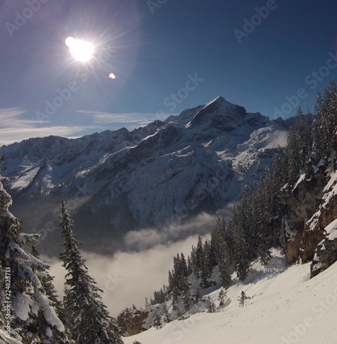 Winter landscape of Zugspitze in Garmish Partenkirchen, Bavary, Germany photo