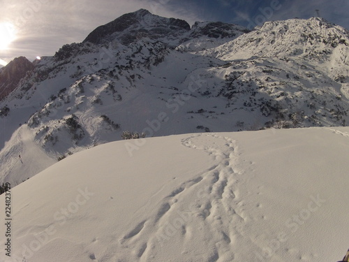 Winter landscape of Zugspitze in Garmish Partenkirchen, Bavary, Germany photo