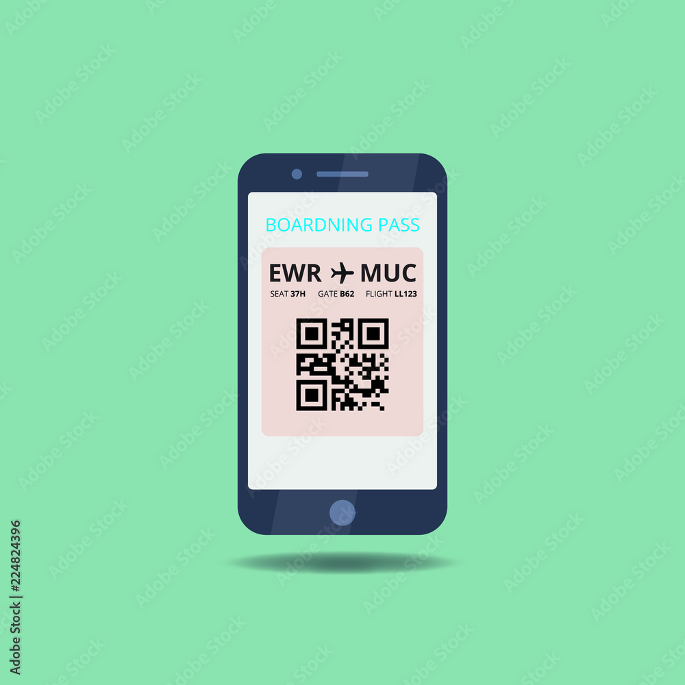 Mobile boarding pass in cell phone for flying Mobile boarding pass in cell phone for flying