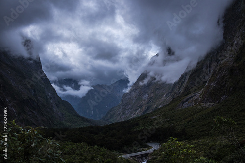 Clouds over mountains and valley