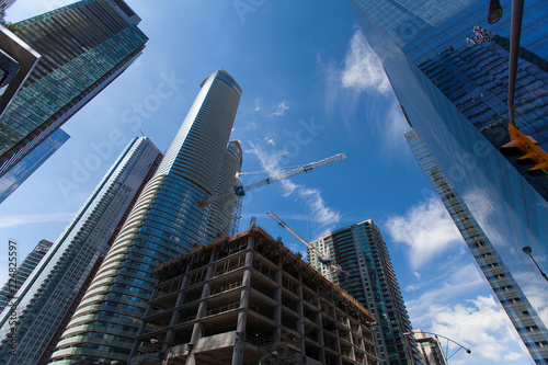 Canvas Print city of Toronto with construction of building