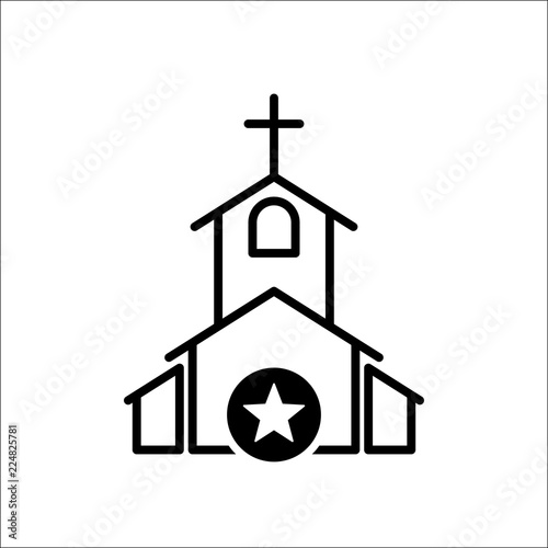 Church icon, Religion building, christian, christianity temple icon with star sign. Church icon and best, favorite, rating symbol