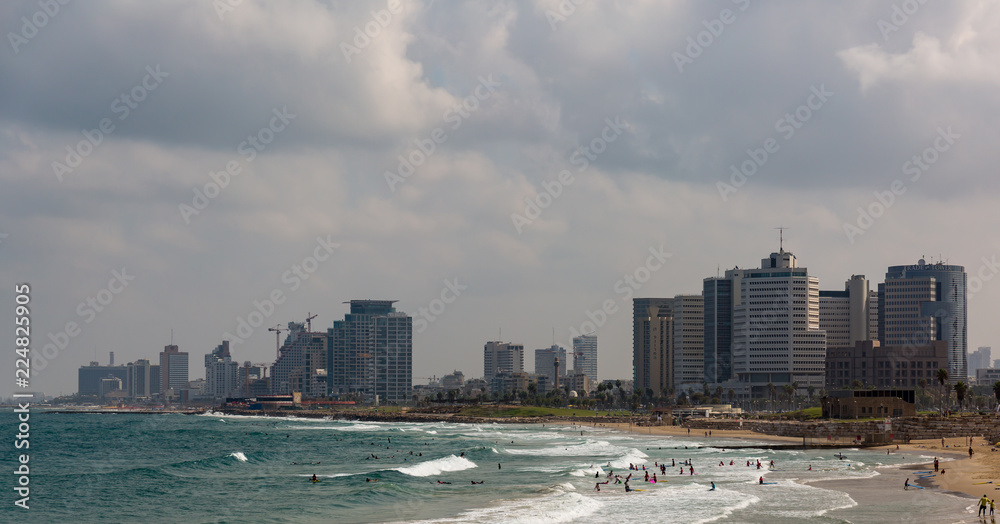 Naklejka premium Tel Aviv Israel, Panorama view beach