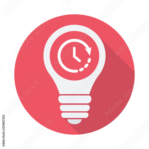 Light Bulb icon, Idea, solution, thinking icon with time sign. Light Bulb icon and countdown, deadline, schedule, planning symbol