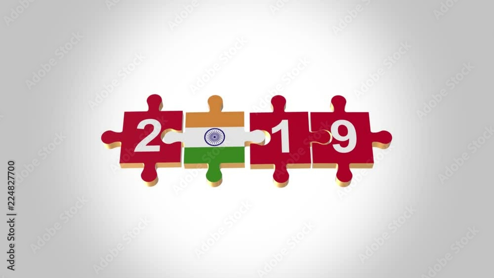 Puzzle to India Flag for New Years 2019 Alpha