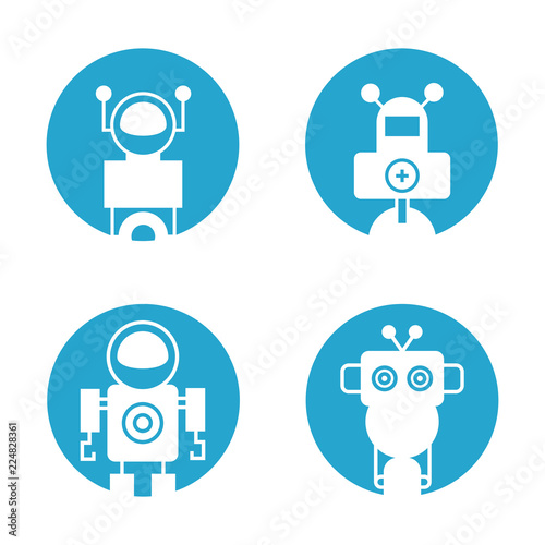 robot icons in round buttons