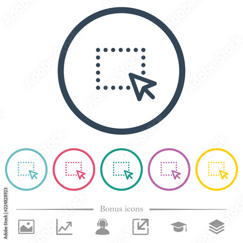 Drag and drop operation flat color icons in round outlines