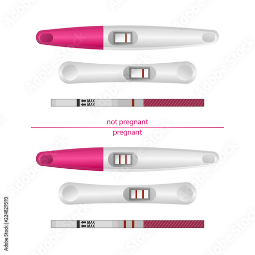 Pregnancy test set. Positive and negative pregnancy tests