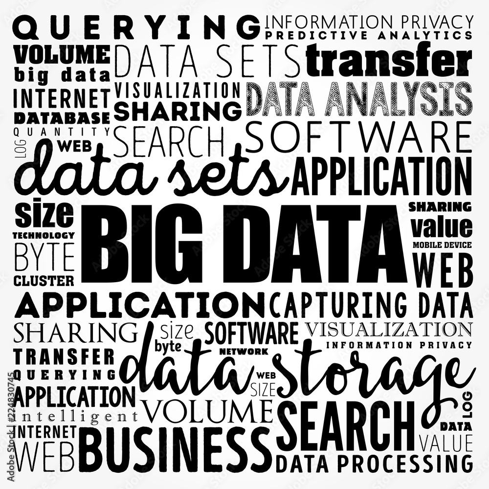 Obraz premium Big Data word cloud collage, technology business concept background