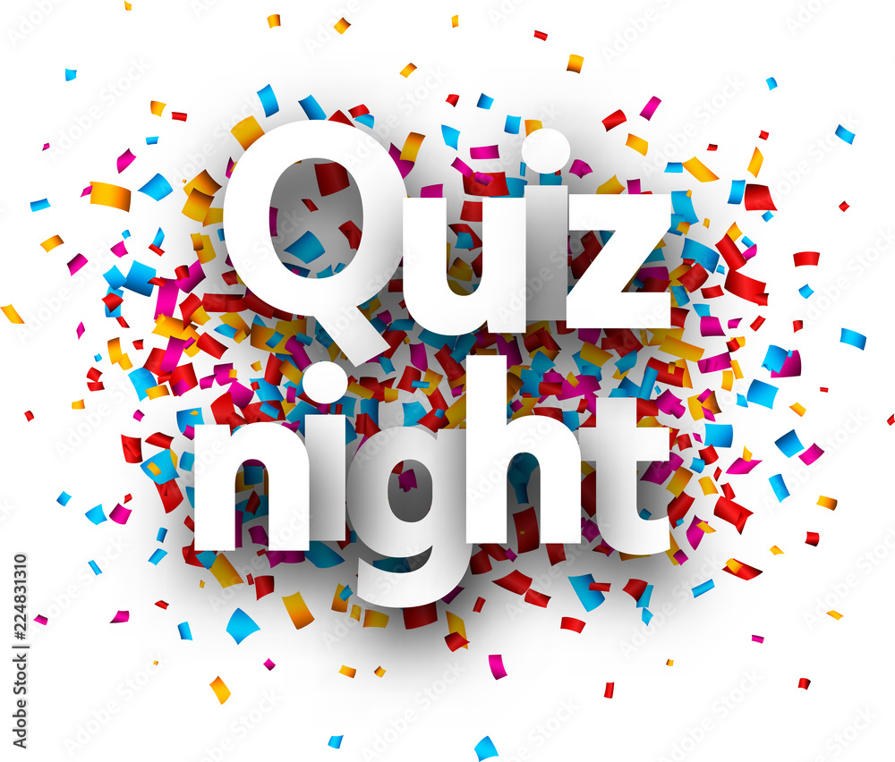 Quiz night poster with colorful confetti. Quiz night poster with colorful confetti.
