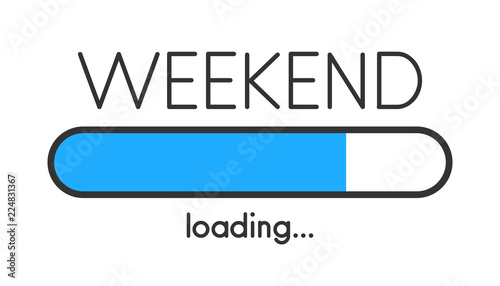 Loading weekend blue creative poster with progress bar.