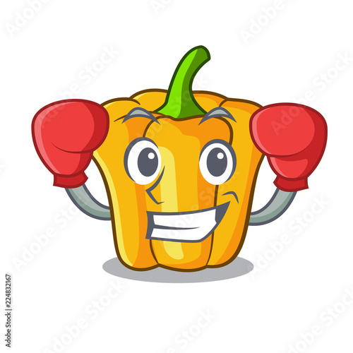 Boxing character ripe yellow pepper for cooking