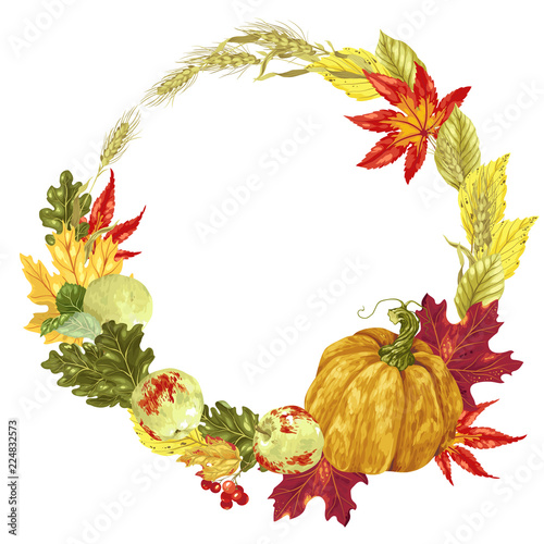 Vector wreath  decor element for Harvest Season