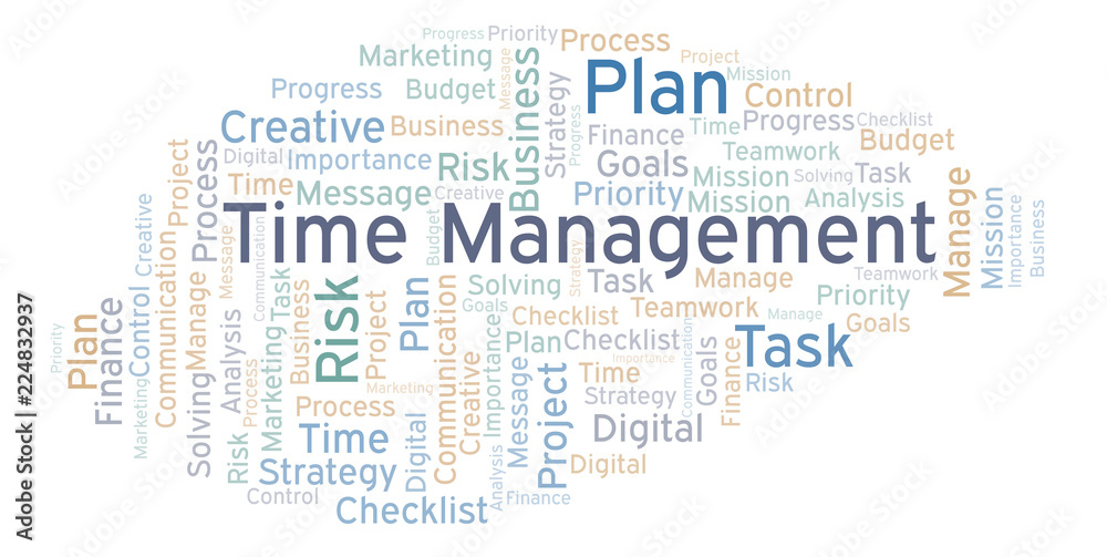 Time Management word cloud, made with text only.