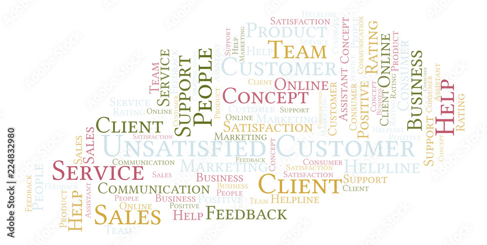 Obraz premium Unsatisfied Customer word cloud.