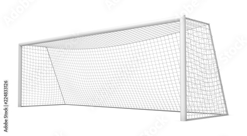 3d rendering of white empty football gates isolated on a white background.