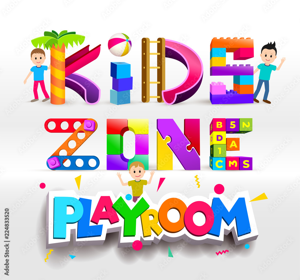 Kids Zone Playroom logo design. Children Playground. Colorful logos