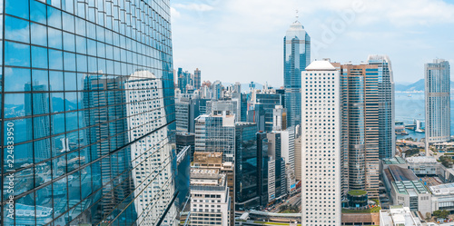 Photography Hong Kong skyline of commercial and financial district.