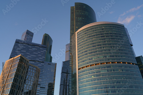 Moscow city buildings made of glass and metal. Moscow City the modern business district of Moscow