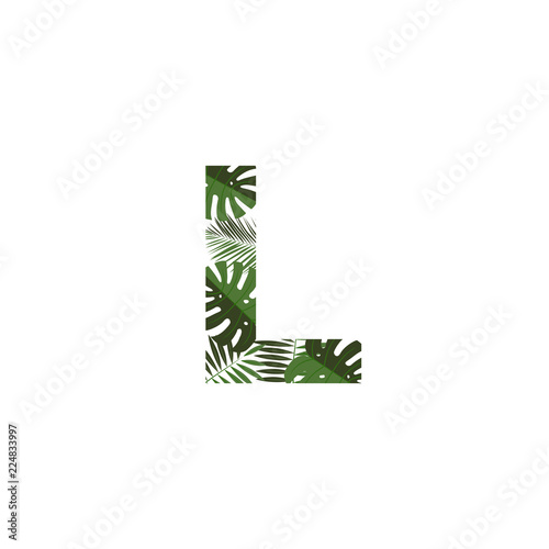 Vector Logo Letter L Tropical Leaves