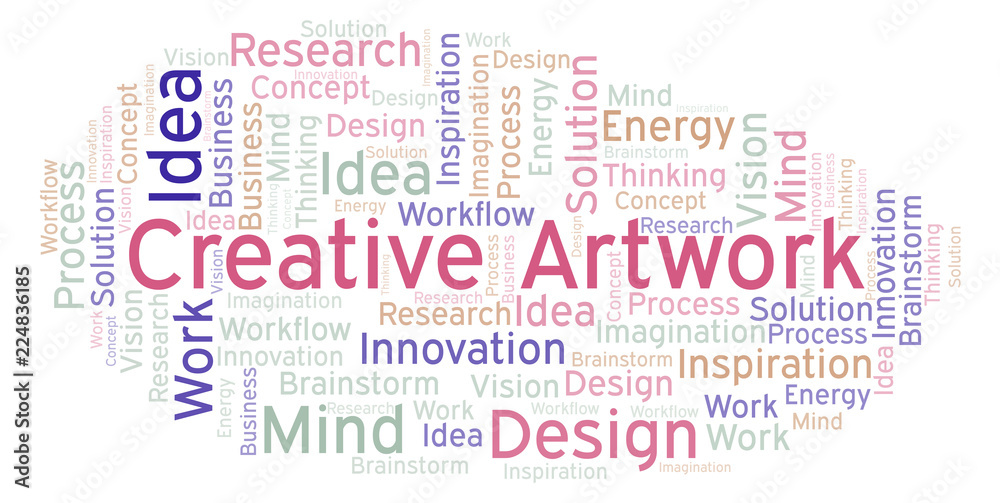 Creative Artwork word cloud, made with text only.