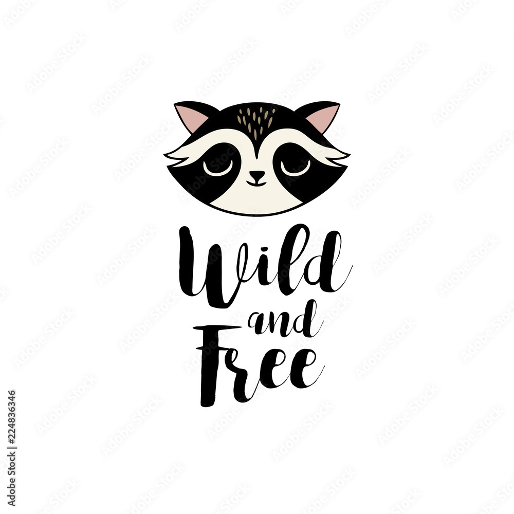 Fototapeta premium Cute hand drawn vector badger with hand lettering slogan. Perfect for tee shirt logo, greeting card, poster, invitation or print design.