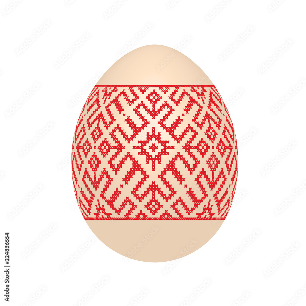 the easter egg with ukrainian cross-stitch ethnic pattern. pysanka ornament. isolated vector. the easter egg with ukrainian cross-stitch ethnic pattern. pysanka ornament. isolated vector.